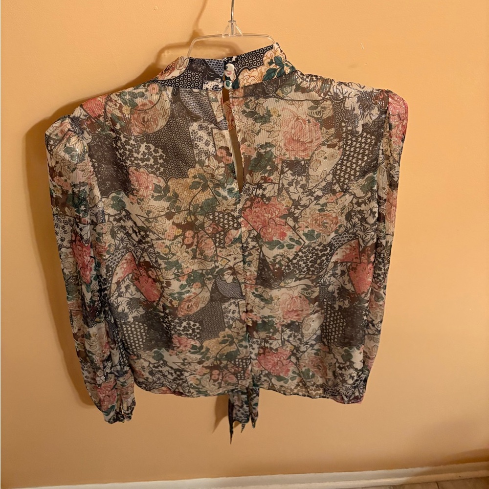 Saloni Silk Blend Multicolor Patchwork Floral Blo… - image 3